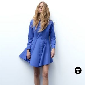 NWT ZARA BLUE POPLIN DRESS
